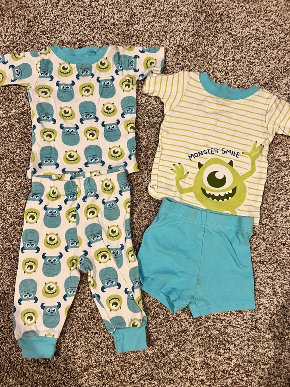 Disney Blue and Green Monster Pajama Set for Kids
